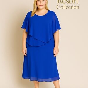 Draper’s & Damon’s Royal Blue Chiffon Skirt Set 16 Flowy A-Line Resort Wedding